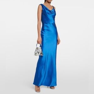 Veronica Beard Sanderson Blue Satin Maxi Dress, Size 4, Like New.